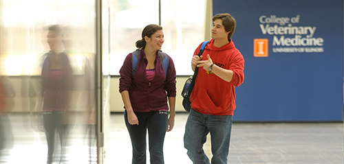 students in college atrium