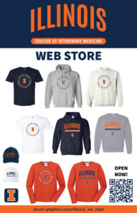 Pop Up Store Flyer to go to featuring the illinois vet med designs.