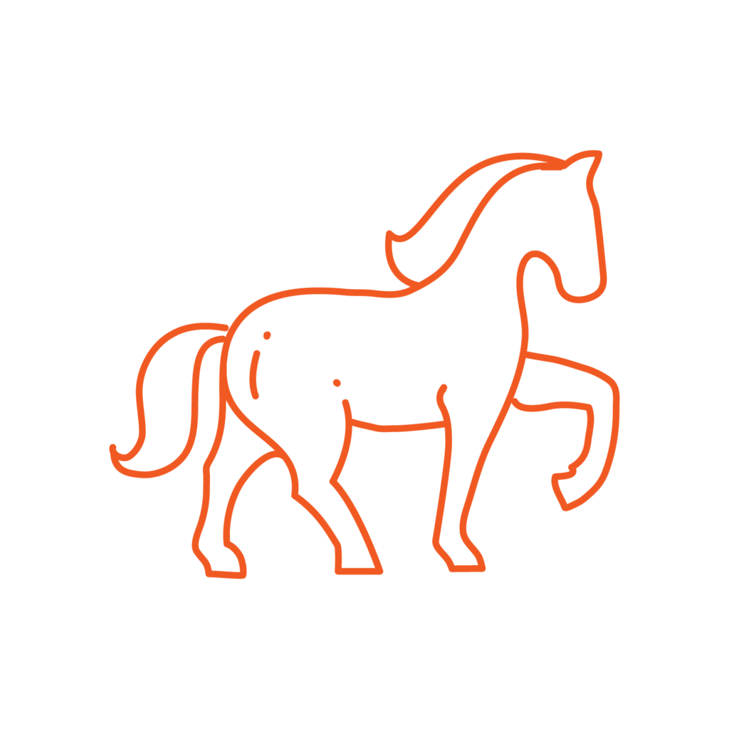 Orange outline of a horse