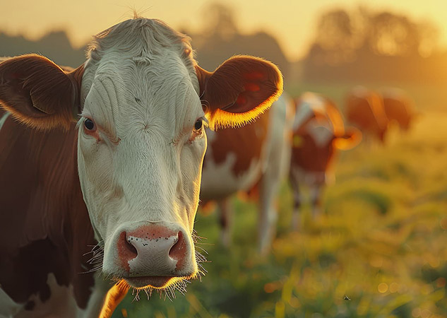 Brown and white cow