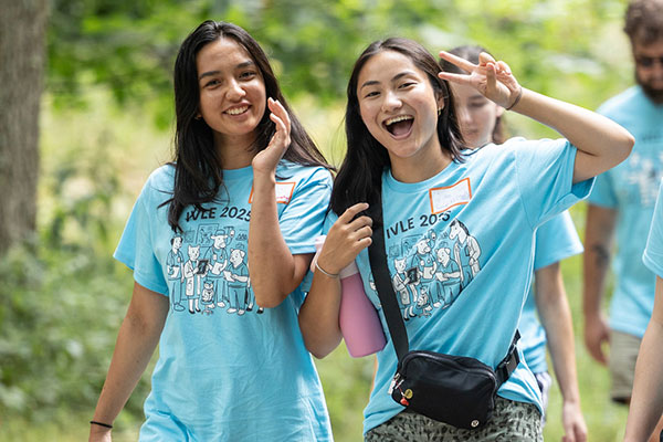 Students walk at the DVM orientation day