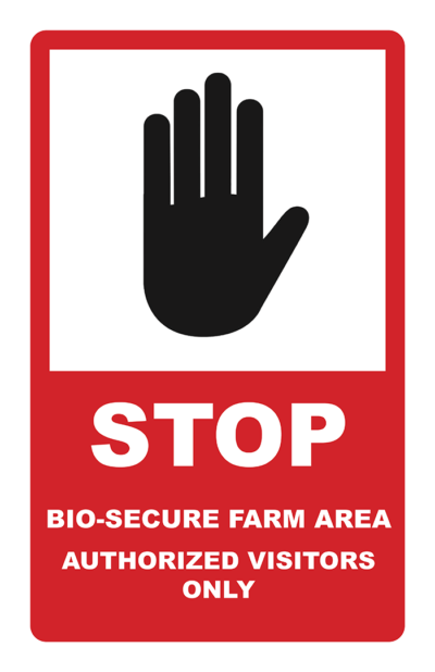 Stop Bio-secure farm area sign