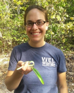 Ellen Ellen holds a rough green snake!