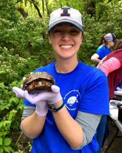 Sam Sam holds an Eastern Box Turtle.