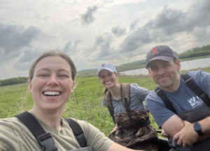 Kami, Kristin, and Dr. Allender having fun in the field!
