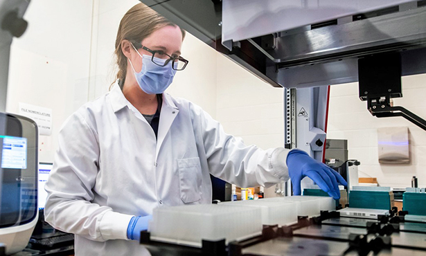 Dr. Robin Holland in the COVID lab
