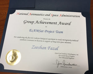 [Fazal's award from NASA]