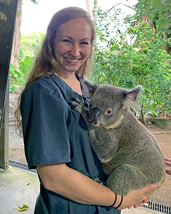 [Kirsten Andersson holds a koala]