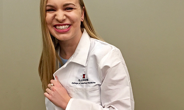 [Sarah Wright, Class of 2020, at white coat ceremony]