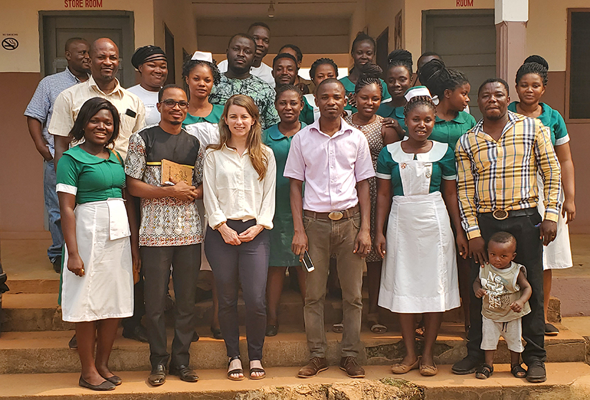 Dr. Kate Varela (third from left in front) investigated a polio outbreak in Ghana.