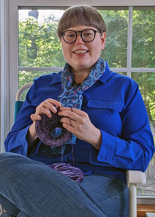 Dr. Lyn Wancket knitting