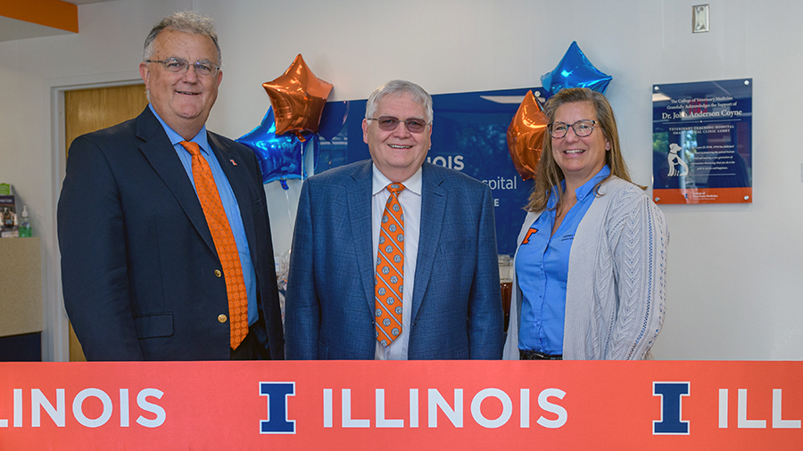 Dean Peter Constable, Dr. John Coyne, Dr. Julia Whittington at lobby dedication