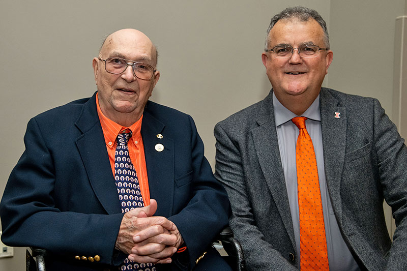 Dr. K.T. Wright with Dean Peter Constable in December 2019 at an event celebrating Dr. Wright.