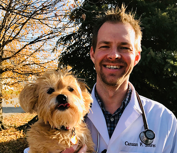Dr. Canaan Shores with dog, Gabbie
