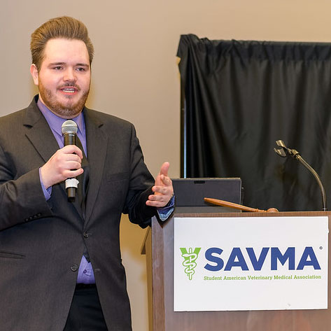 Max Paulson, Class of 2024, was installed as the current president of SAMVA during symposium.
