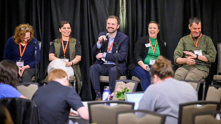 Zoo careers panel, from left, Dr. Karen Terio, Dr. Krista Keller, Dr. Mike Adkesson, Dr. Dana Varble, and Dr. Kenneth Welle.