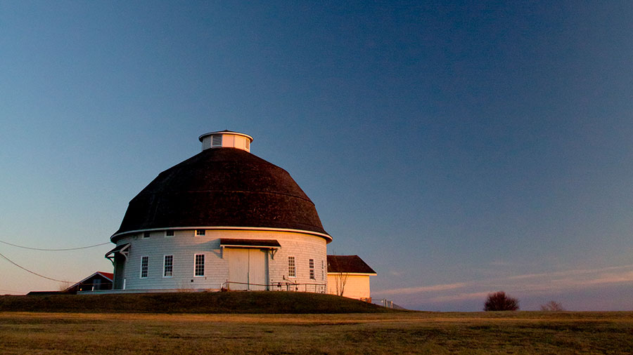 One of the historic round barns on the UIUC campus