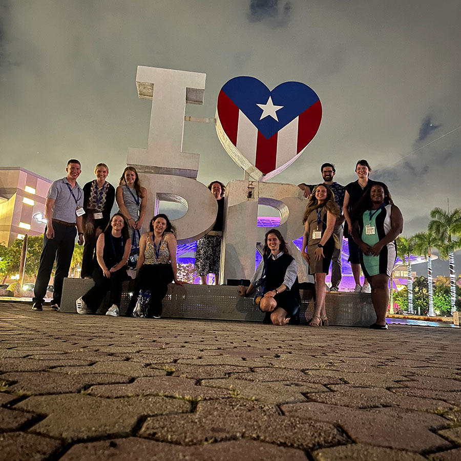 Illinois SRTP students and director Megan Mahoney pose in Puerto Rico, where the national symposium was held.