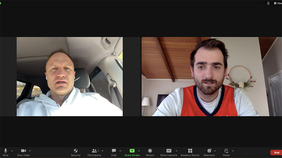 Dr. Aaron Smiley and Dr. Jason Szumski are shown on a zoom call