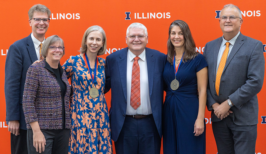 Executive Vice Provost for Academic Affairs William Bernhard, Dr. Coyne poses with Drs. Anne Barger, Heidi Phillips, Kim Selting, Dean Constable.