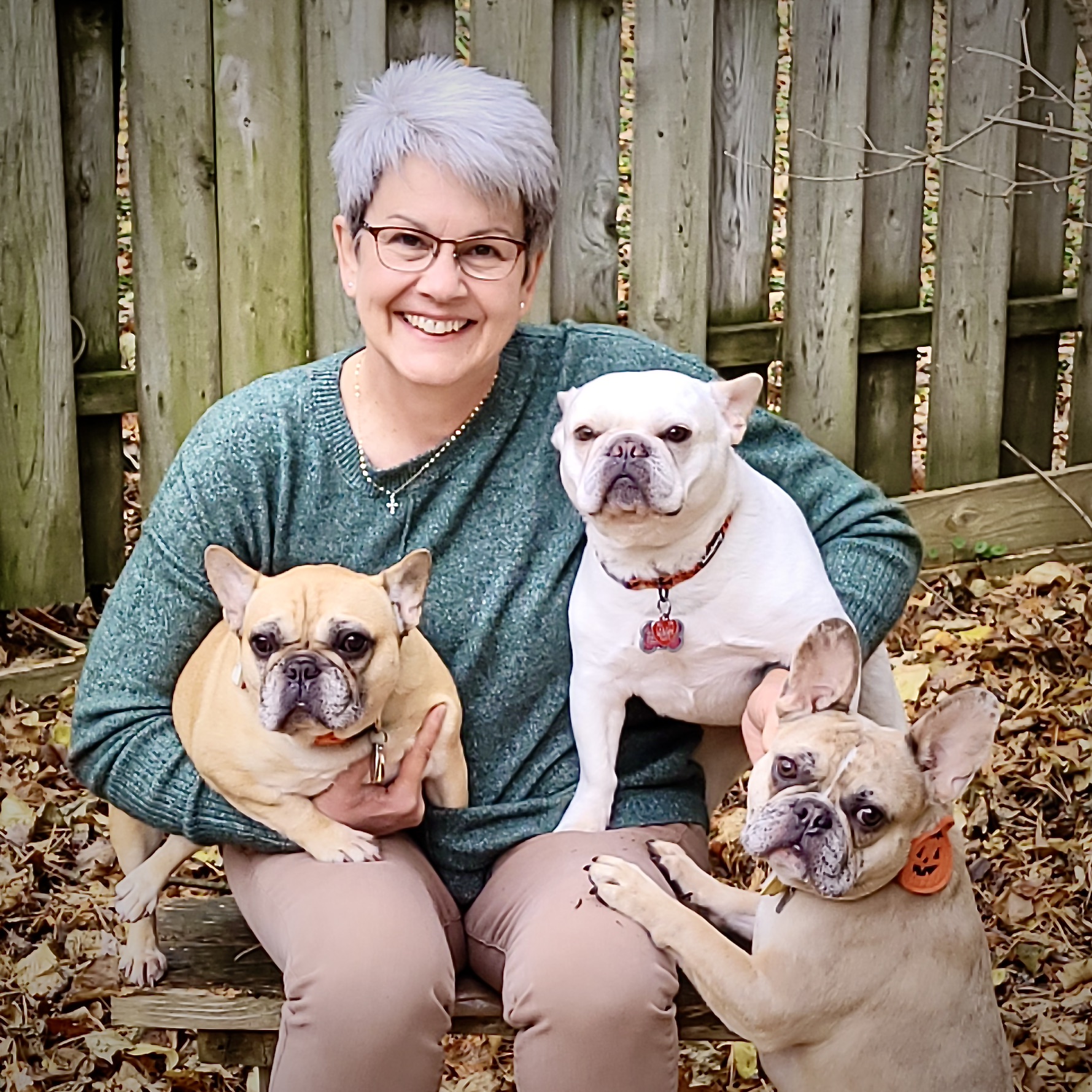 Stephanie Bruner and her three dogs.