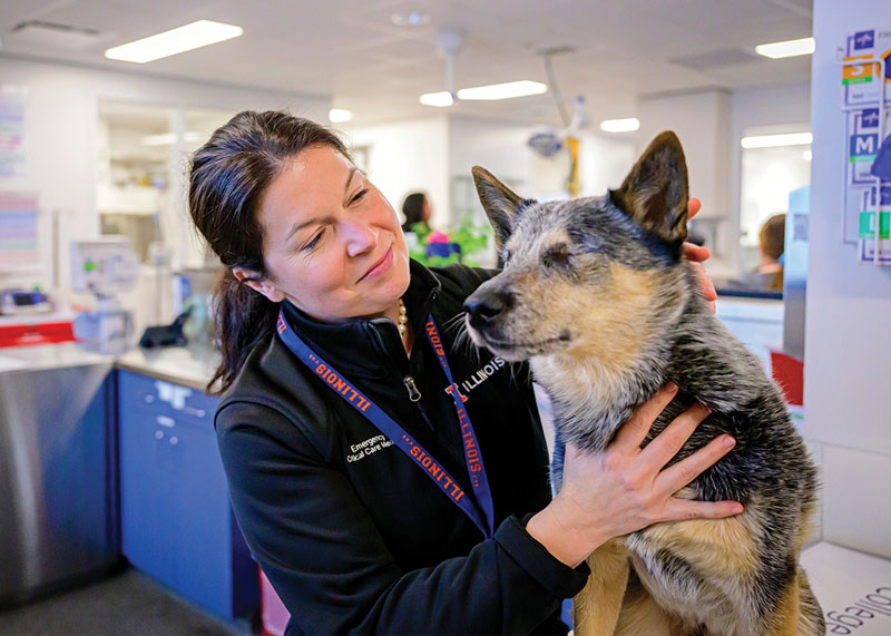 Erin Long with a dog.