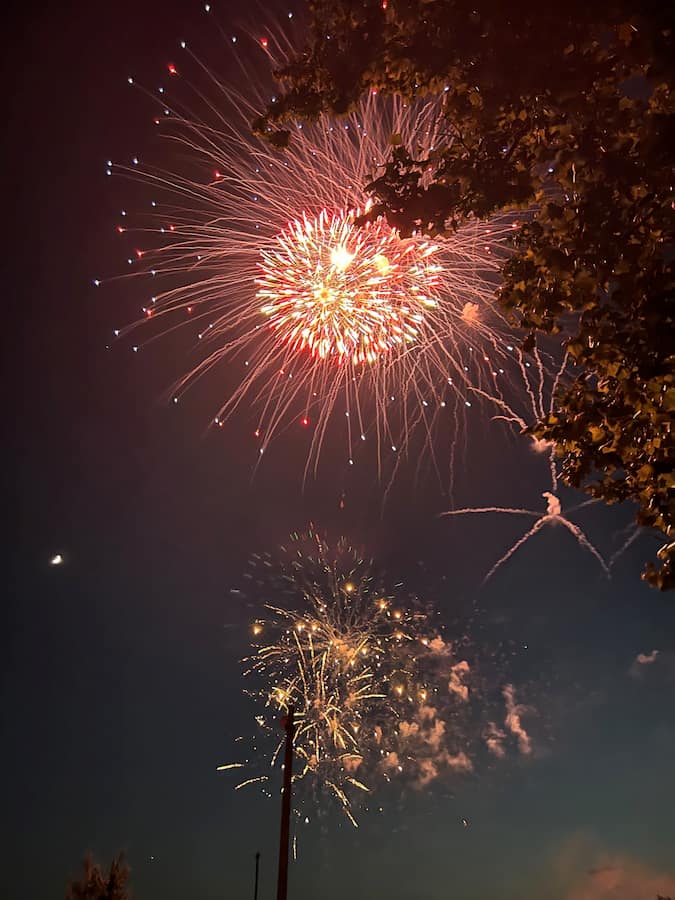Fireworks in the night sky.