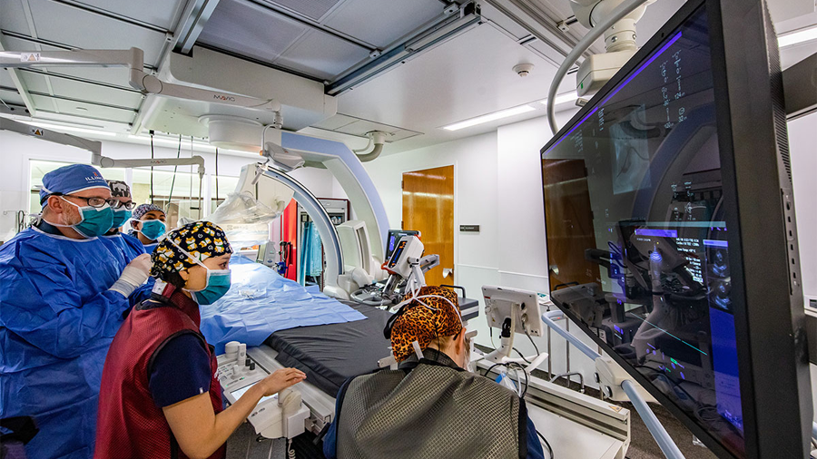 cardiologists in the interventional surgery suite at University of Illinois