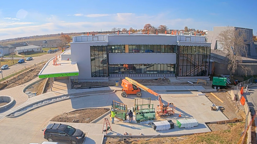 Screen shot of new oncology wing taken from construction cam on Nov. 17, 2025