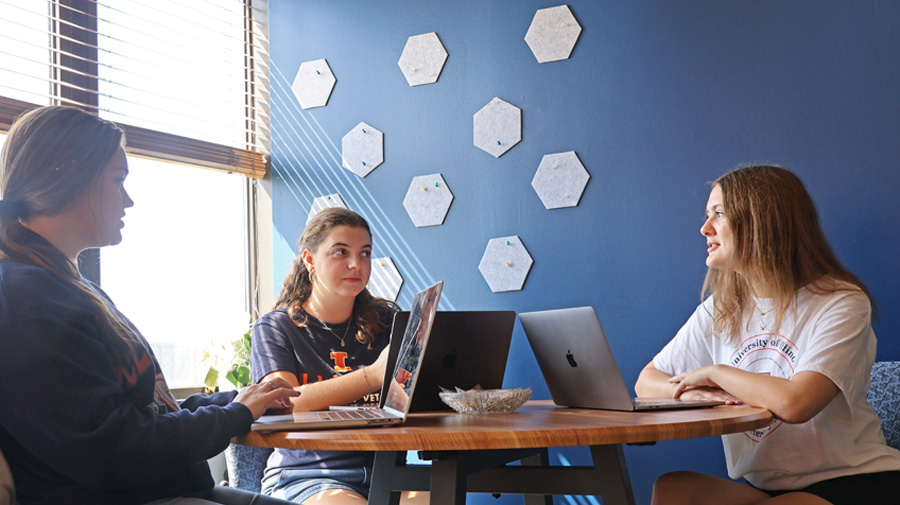 Three MVS students hold a study session