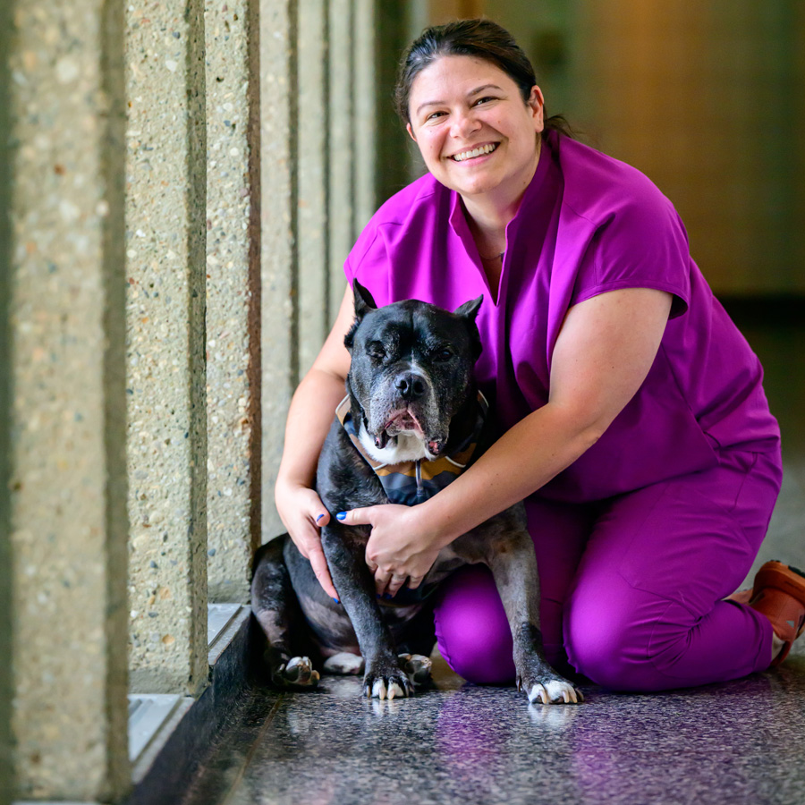 Kellie Gard with her dog Hank