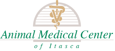 A logo for the Animal Medical Center of Itasca.